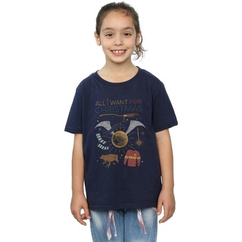 Vêtements Fille T-shirts manches longues Harry Potter All I Want For Christmas Bleu