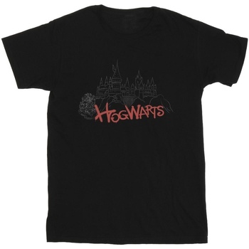 Vêtements Fille T-shirts manches longues Harry Potter Hogwarts Castle Spray Noir