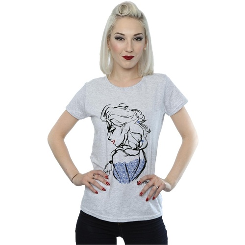 Vêtements Femme T-shirts manches longues Disney Frozen Elsa Sketch Mono Gris