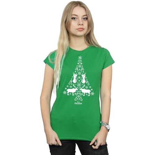 Vêtements Femme T-shirts manches longues Disney Frozen Christmas Tree Vert