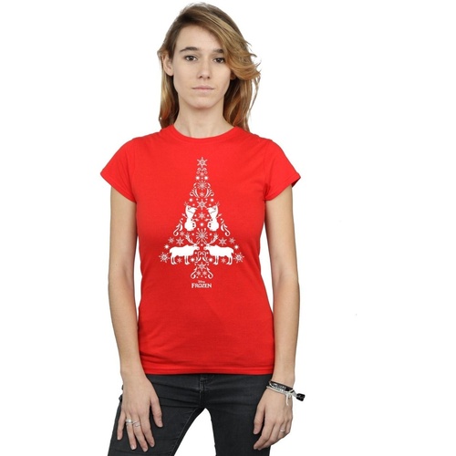 Vêtements Femme T-shirts manches longues Disney Frozen Christmas Tree Rouge