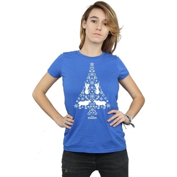 Vêtements Femme T-shirts manches longues Disney Frozen Christmas Tree Bleu