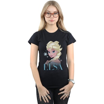 Vêtements Femme T-shirts manches longues Disney Frozen Elsa Snowflake Portrait Noir