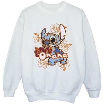 Vêtements Fille Sweats Disney Lilo And Stitch Ohana Orange Hibiscus Blanc