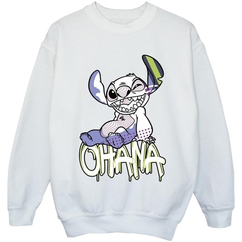 Vêtements Fille Sweats Disney Lilo And Stitch Ohana Graffiti Blanc