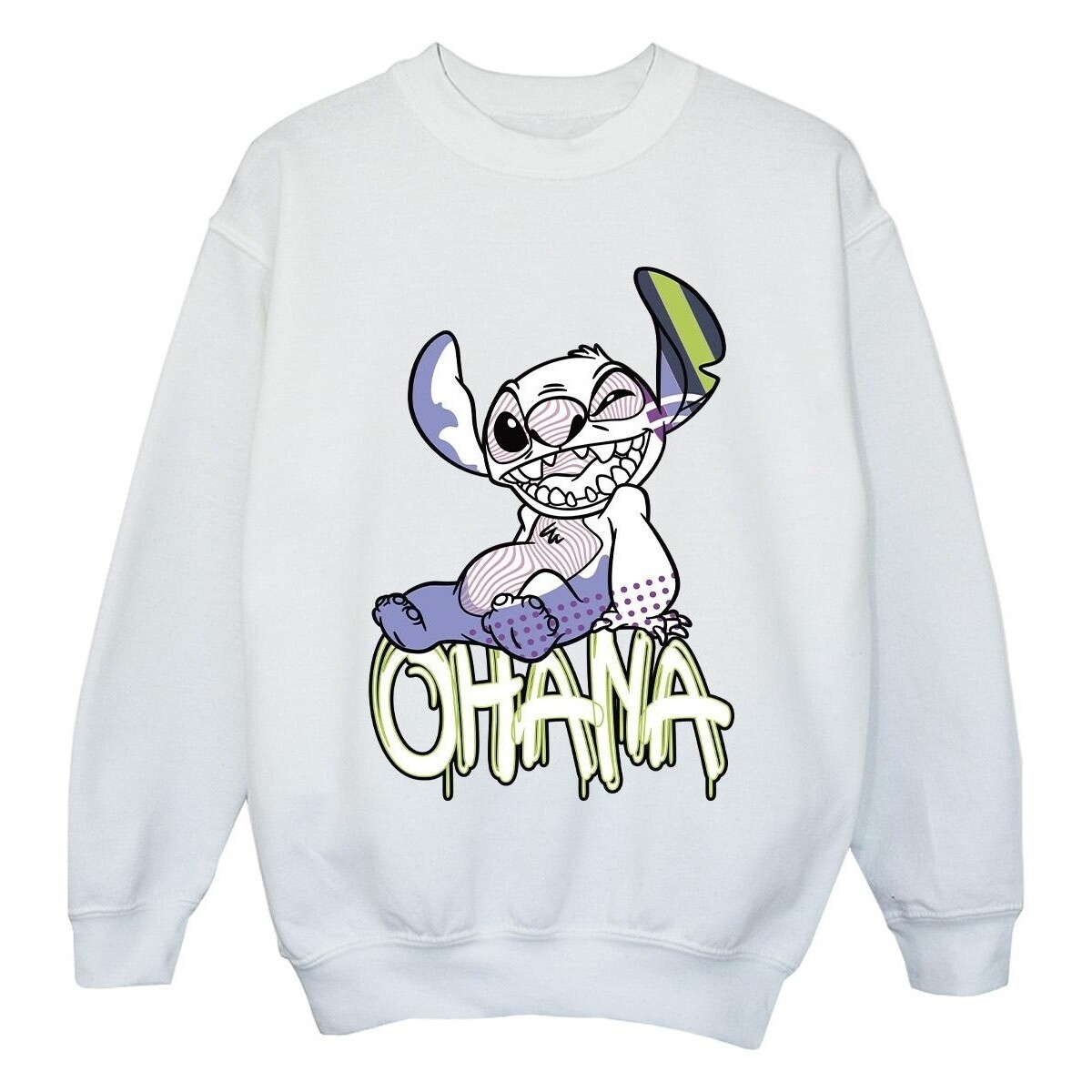 Vêtements Fille Sweats Disney Lilo And Stitch Ohana Graffiti Blanc