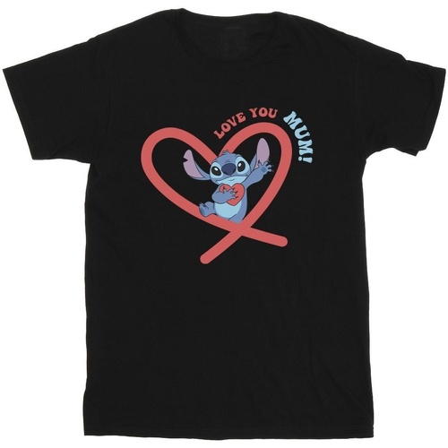 Vêtements Garçon T-shirts manches courtes Disney Lilo & Stitch Love You Mum Noir
