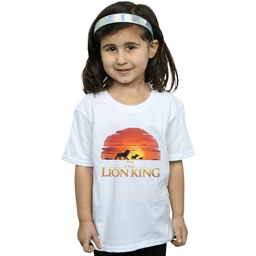 Vêtements Fille T-shirts manches longues Disney The Lion King Movie Sunset Logo Blanc