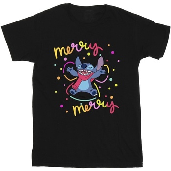 Vêtements Garçon T-shirts manches courtes Disney Lilo & Stitch Merry Rainbow Noir