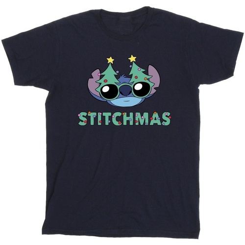 Vêtements Garçon T-shirts manches courtes Disney Lilo & Stitch Stitchmas Glasses Bleu