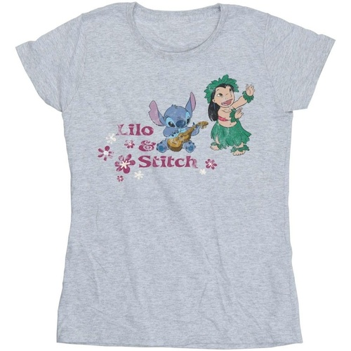 Vêtements Femme T-shirts manches longues Disney Lilo And Stitch Hawaii Gris