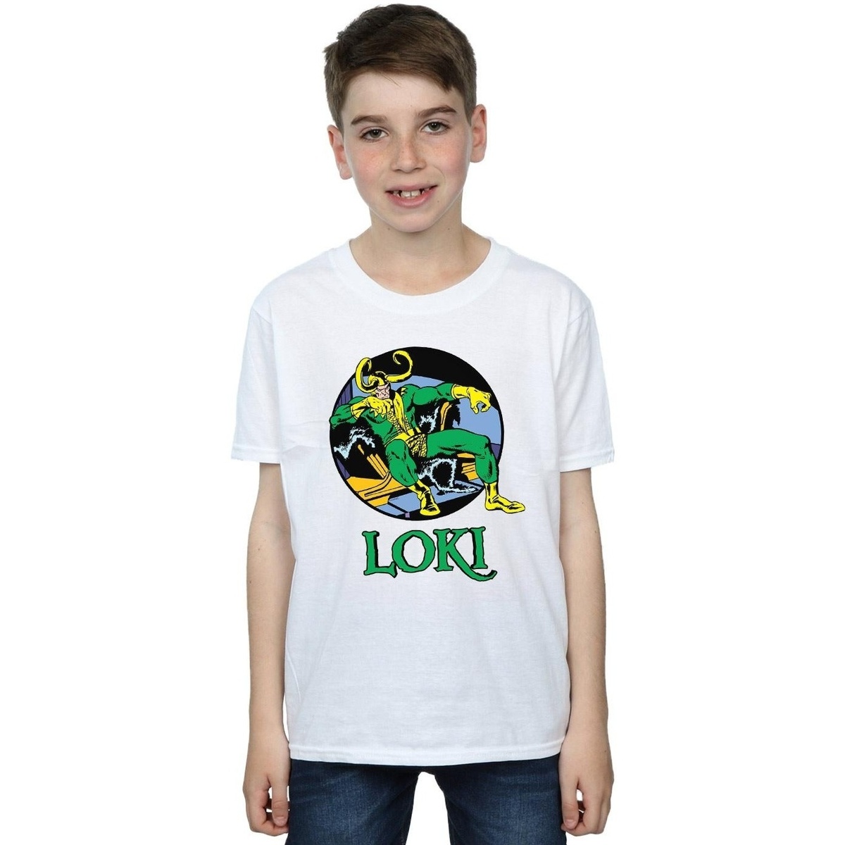 Vêtements Garçon T-shirts manches courtes Marvel Loki Throne Blanc