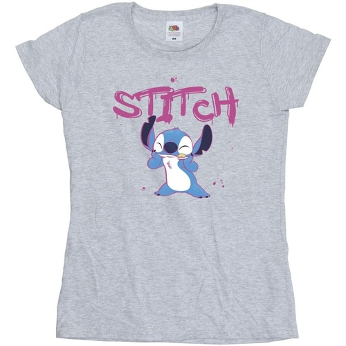 Vêtements Femme T-shirts manches longues Disney Lilo And Stitch Graffiti Gris