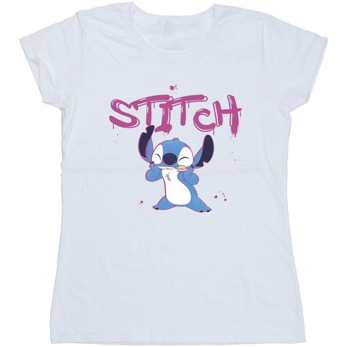 Vêtements Femme T-shirts manches longues Disney Lilo And Stitch Graffiti Blanc