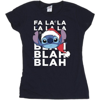 Vêtements Femme T-shirts manches longues Disney Lilo And Stitch Christmas Blah Blah Blah Bleu
