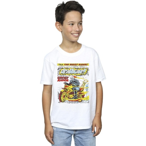 Vêtements Garçon T-shirts manches courtes Marvel Ghost Rider Chest Deathrace Blanc