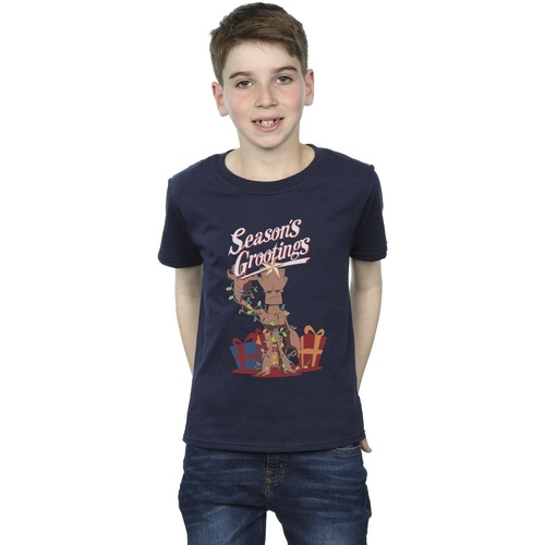 Vêtements Garçon T-shirts manches courtes Marvel Comics Groot Season's Grootings Bleu
