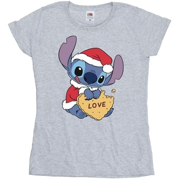 Vêtements Femme T-shirts manches longues Disney Lilo And Stitch Christmas Love Biscuit Gris