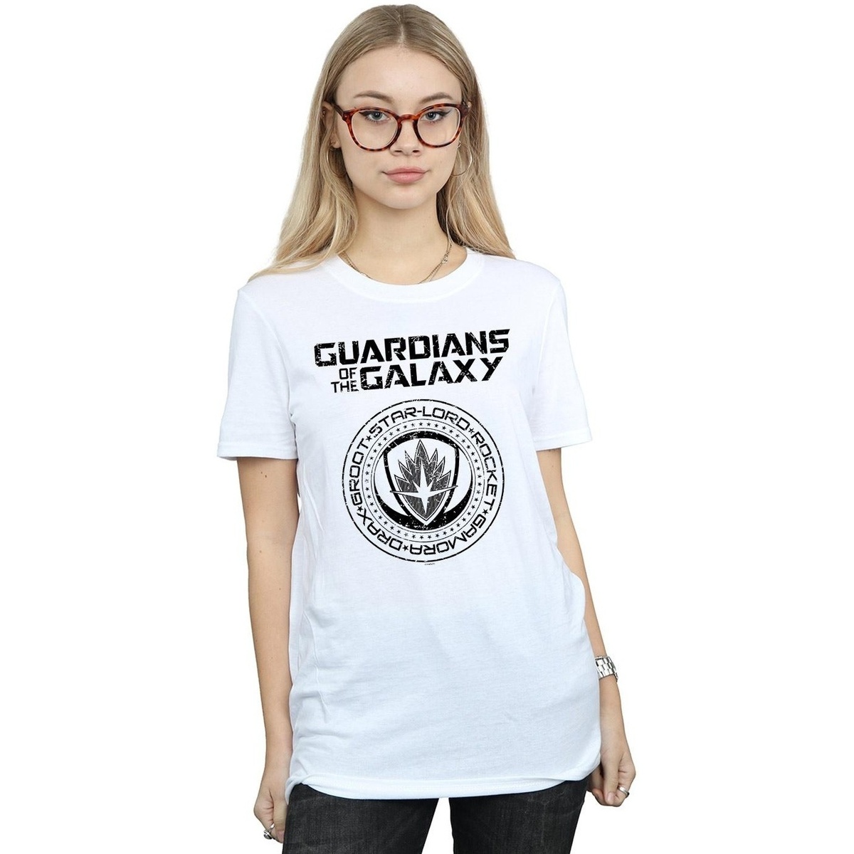 Vêtements Femme T-shirts manches longues Marvel Guardians Of The Galaxy Vol. 2 Distressed Seal Blanc