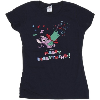 Vêtements Femme T-shirts manches longues Disney Lilo And Stitch Angel Merry Everything Bleu