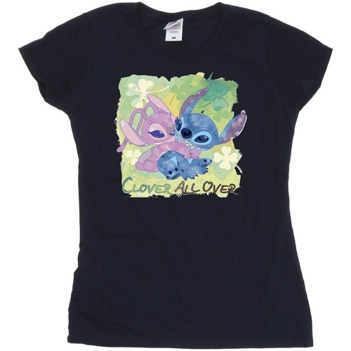 Vêtements Femme T-shirts manches longues Disney Lilo And Stitch St Patrick's Day Clover Bleu