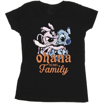 Vêtements Femme T-shirts manches longues Disney Lilo And Stitch Ohana Angel Hug Noir