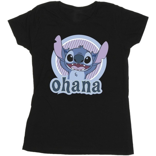 Vêtements Femme T-shirts manches longues Disney Lilo And Stitch Ohana Circle Noir