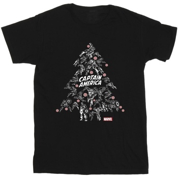 Vêtements Garçon T-shirts manches courtes Marvel Captain America Christmas Tree Noir