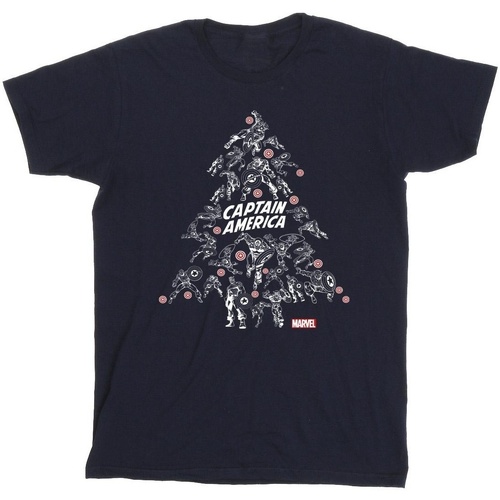 Vêtements Garçon T-shirts manches courtes Marvel Captain America Christmas Tree Bleu
