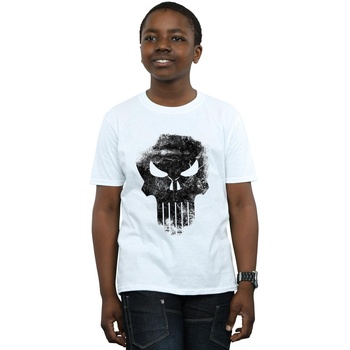 Vêtements Garçon T-shirts manches courtes Marvel The Punisher Distrressed Skull Blanc