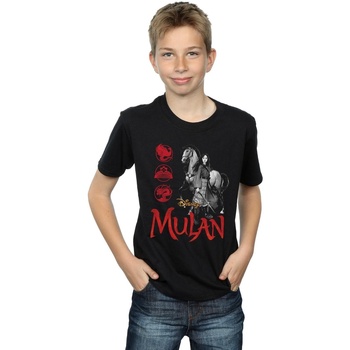 Vêtements Garçon T-shirts manches courtes Disney Mulan Movie Horse Pose Noir