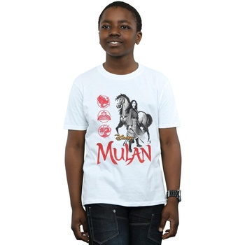 Vêtements Garçon T-shirts manches courtes Disney Mulan Movie Horse Pose Blanc