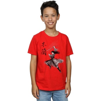 Vêtements Garçon T-shirts manches courtes Disney Mulan Movie Sword Jump Rouge