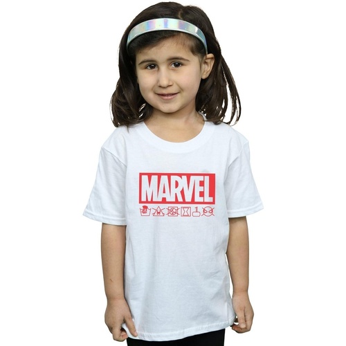 Vêtements Fille T-shirts manches longues Marvel Logo Wash Care Blanc