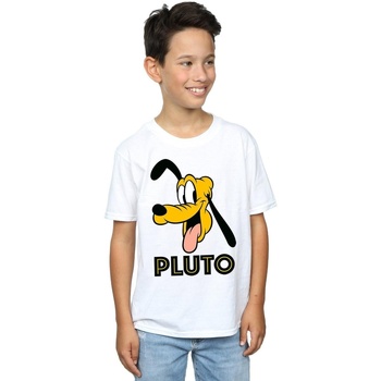 Vêtements Garçon T-shirts manches courtes Disney Pluto Face Blanc