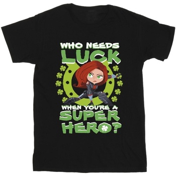 Vêtements Fille T-shirts manches longues Marvel St Patrick's Day Black Widow Luck Noir