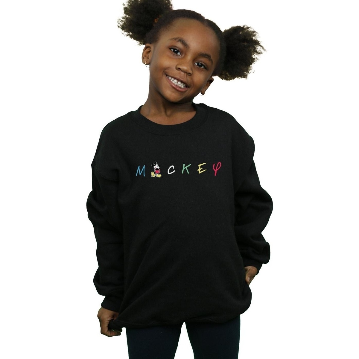 Vêtements Fille Sweats Disney Mickey Mouse Wording Logo Noir