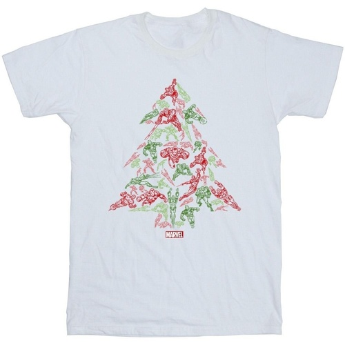 Vêtements Fille T-shirts manches longues Marvel Avengers Christmas Tree Blanc