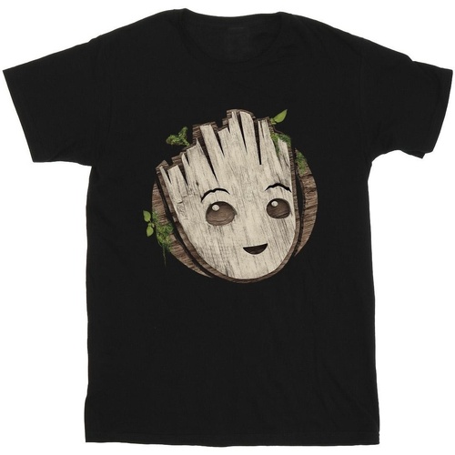 Vêtements Fille T-shirts manches longues Marvel I Am Groot Wooden Head Noir