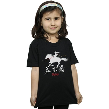 Vêtements Fille T-shirts manches longues Disney Mulan Movie Wind Silhouette Noir