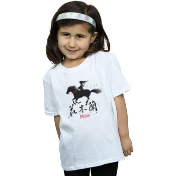 Vêtements Fille T-shirts manches longues Disney Mulan Movie Wind Silhouette Blanc