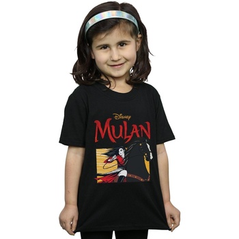 Vêtements Fille T-shirts manches longues Disney Mulan Movie Horse Frame Noir