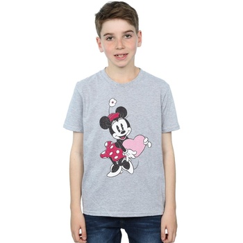 Vêtements Garçon T-shirts manches courtes Disney Minnie Mouse Love Heart Gris