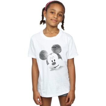Vêtements Fille T-shirts manches longues Disney Mickey Mouse Text Face Blanc