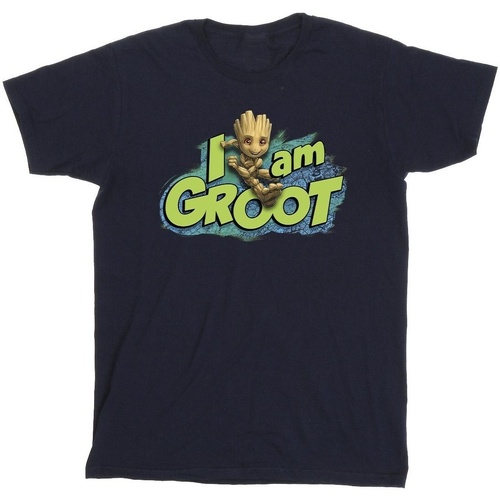 Vêtements Homme T-shirts manches longues Marvel Guardians Of The Galaxy I Am Groot Jumping Bleu