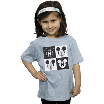 Vêtements Fille T-shirts manches longues Disney Mickey Mouse Smiling Squares Gris