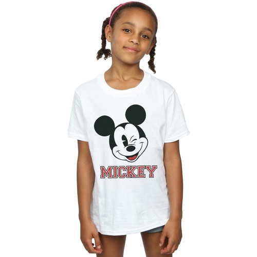 Vêtements Fille T-shirts manches longues Disney Mickey Mouse Face Blanc