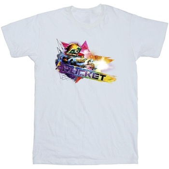 Vêtements Homme T-shirts manches longues Marvel Guardians Of The Galaxy Abstract Rocket Raccoon Blanc