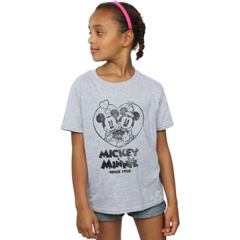 Vêtements Fille T-shirts manches longues Disney Mickey And Minnie Mouse Since 1928 Gris