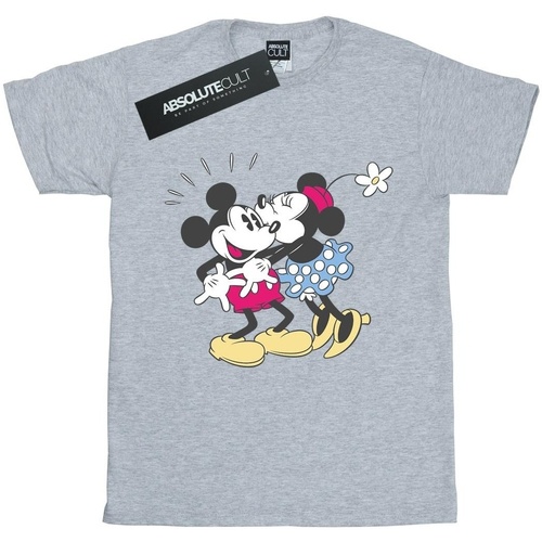 Vêtements Fille T-shirts manches longues Disney Mickey And Minnie Mouse Kiss Gris